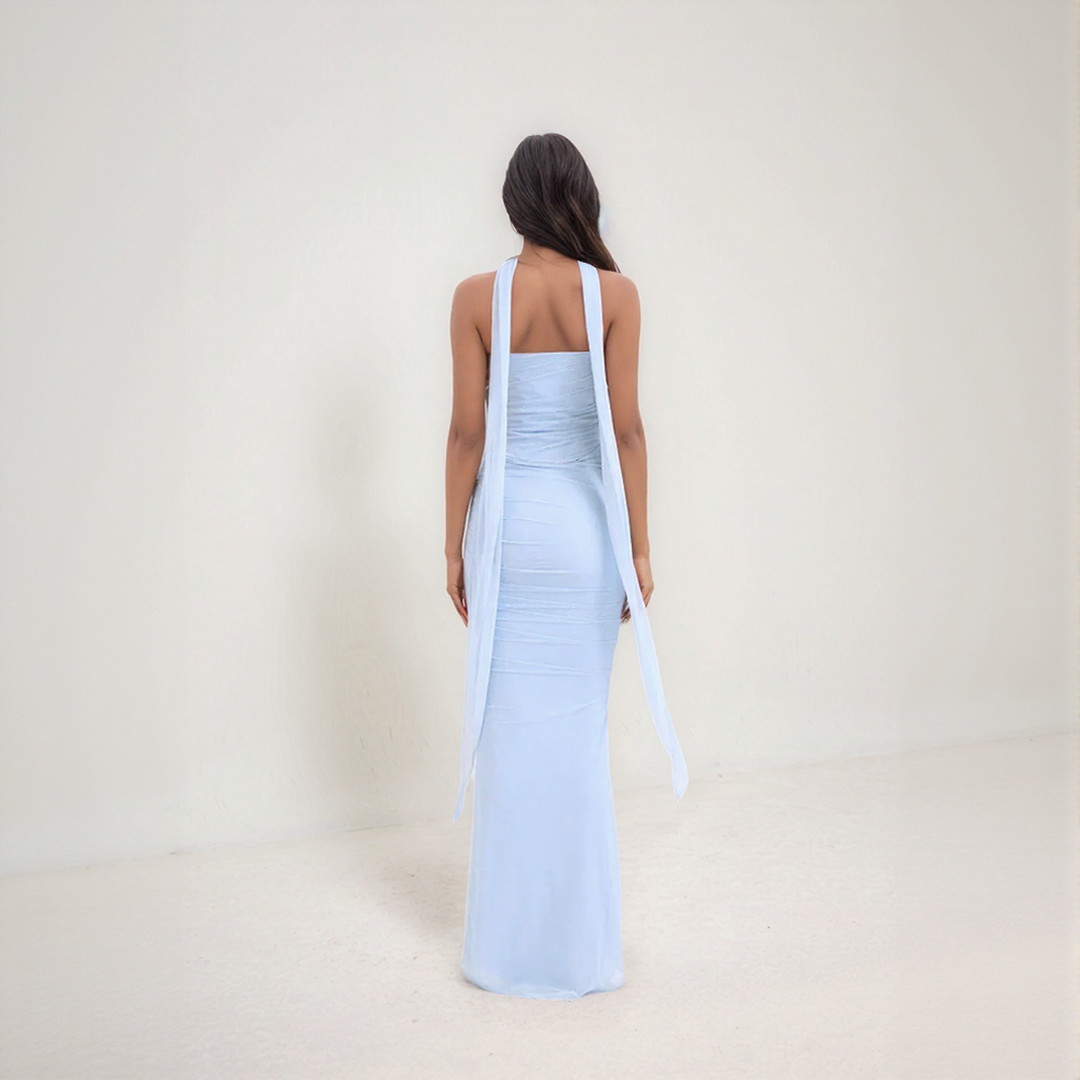 Strapless Maxi Dress with Scarf