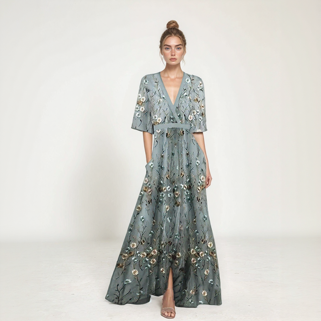 Floral V-Neck Maxi Dress