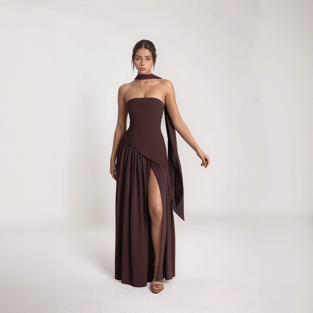 Elegant Corset Maxi Dress with Slit
