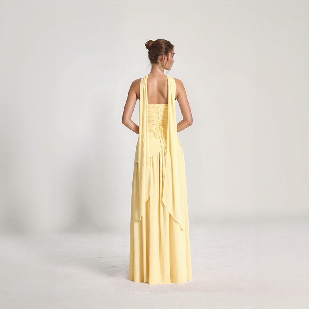 Elegant Corset Maxi Dress with Slit