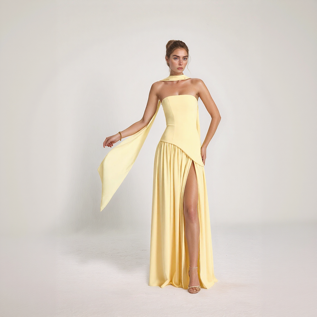 Elegant Corset Maxi Dress with Slit