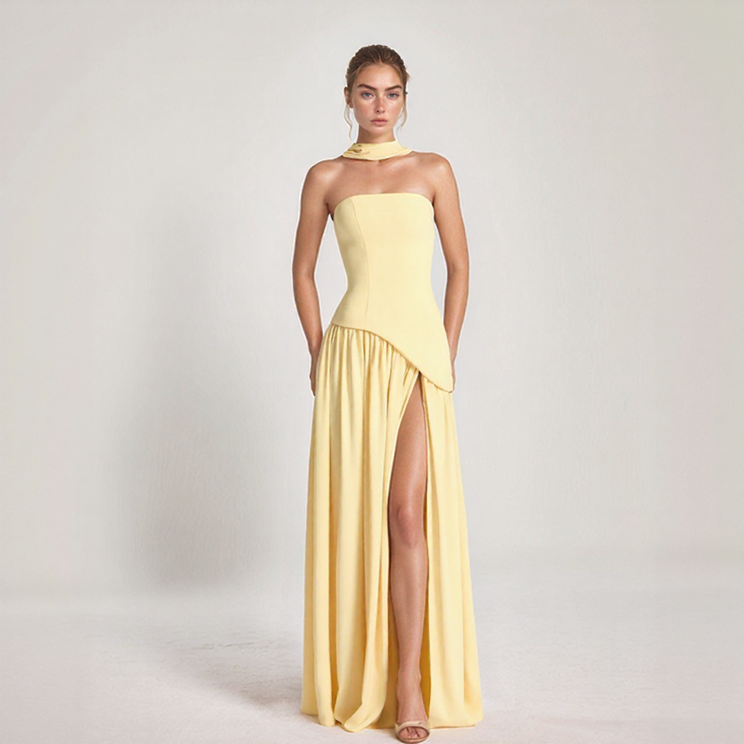Elegant Corset Maxi Dress with Slit Ronkane Elegant Corset Maxi Dress with Slit Ronkane