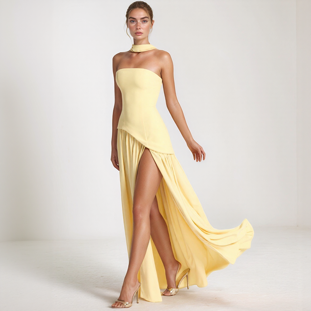 Elegant Corset Maxi Dress with Slit