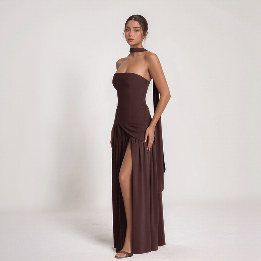 Elegant Corset Maxi Dress with Slit