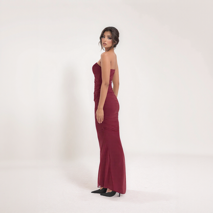 Strapless Maxi Dress with Scarf